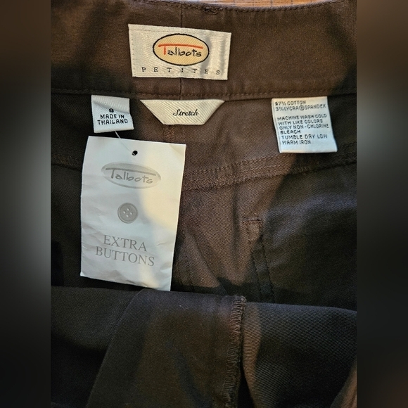 NWT TALBOTS CHOCOLATE BROWN STRETCH BOOT CUT PANTS SIZE 8 PETITE - Picture 7 of 14